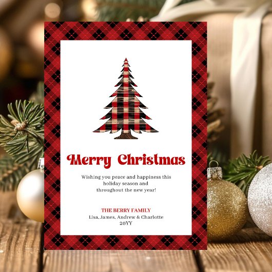 Cartes Pour Fêtes Annuelles Festive Buffalo Check Christmas Greeting Design