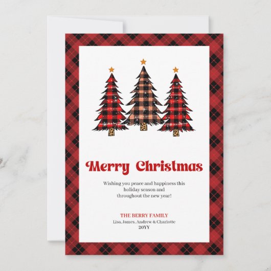 Cartes Pour Fêtes Annuelles Festive Buffalo Plaid Trees Holiday Greeting Card (Devant)
