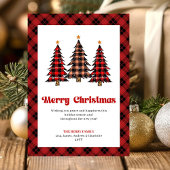 Cartes Pour Fêtes Annuelles Festive Buffalo Plaid Trees Holiday Greeting Card