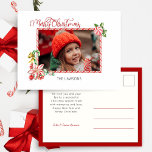 Cartes Pour Fêtes Annuelles Festive Candy Cane Merry Christmas One Photo<br><div class="desc">Fun,  colorful and whimsical candy cane style frame and watercolor Christmas candy surrounding a one-photo landscape aspect template with a unique custom candy cane Merry Christmas greeting.</div>