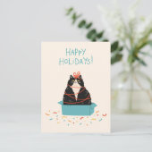 Cartes Pour Fêtes Annuelles Festive Cat Holiday (Debout devant)