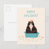 Cartes Pour Fêtes Annuelles Festive Cat Holiday (Devant / Derrière)