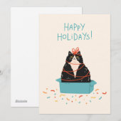 Cartes Pour Fêtes Annuelles Festive Cat Holiday (Devant / Derrière)