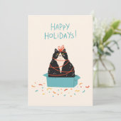 Cartes Pour Fêtes Annuelles Festive Cat Holiday (Debout devant)