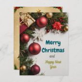 Cartes Pour Fêtes Annuelles Festive Cheer : Noël et voeux de Nouvel An (Devant / Derrière)