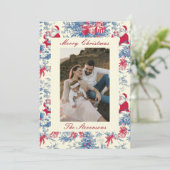 Cartes Pour Fêtes Annuelles Festive Chinoiserie Toile De Jouy Photo Christmas (Debout devant)