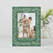 Cartes Pour Fêtes Annuelles Festive Christmas Sage Green Bow Ribbon 3 Photo (Debout devant)