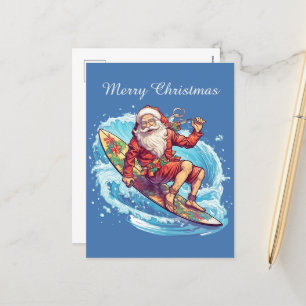 Cartes Pour Fêtes Annuelles Festive Christmas surfing Père Noël ajouter du tex
