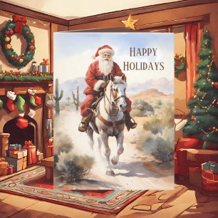 Cartes Pour Fêtes Annuelles Festive Christmas Western Père Noël ajouter du tex
