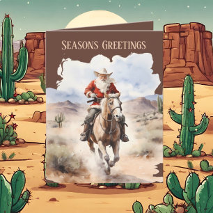 Cartes Pour Fêtes Annuelles Festive Christmas Western Père Noël ajouter du tex