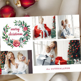 Cartes Pour Fêtes Annuelles Festive Colorful Christmas Wreath Photo Collage