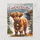 Cartes Pour Fêtes Annuelles Festive Country Highland cow ajouter un message (Devant)