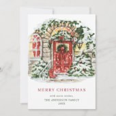 Cartes Pour Fêtes Annuelles Festive Country House Noël Salutation 4 Photo (Devant)