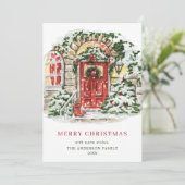 Cartes Pour Fêtes Annuelles Festive Country House Noël Salutation 4 Photo (Debout devant)