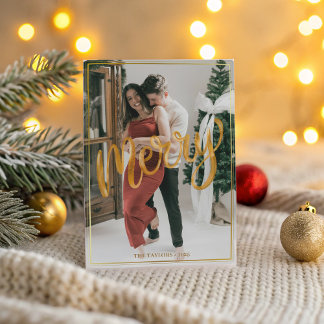 Cartes Pour Fêtes Annuelles Festive Couple Christmas  - Modern Framed Merry