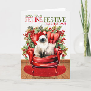 Cartes Pour Fêtes Annuelles Festive de Noël de Birman Cat FELINE