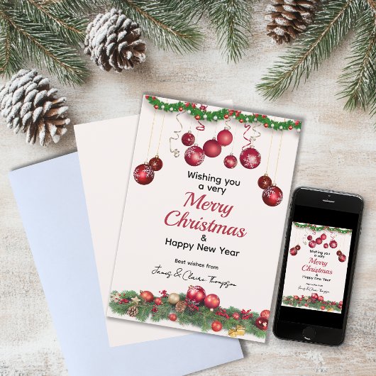 Cartes Pour Fêtes Annuelles Festive de Noël Rouge