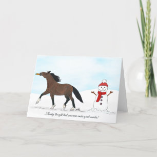Cartes Pour Fêtes Annuelles Festive des chevaux et des motoneiges