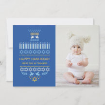 Festive Dreidel Icons Hanoukka Holiday Blue Gold