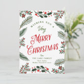 Cartes Pour Fêtes Annuelles Festive et Berries Joyeux Noël (Debout devant)