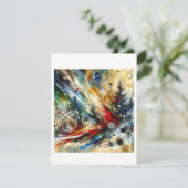 Cartes Pour Fêtes Annuelles Festive Fervor : Noël Abstrait expressionniste (Debout devant)