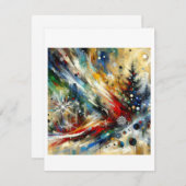 Cartes Pour Fêtes Annuelles Festive Fervor : Noël Abstrait expressionniste (Devant / Derrière)