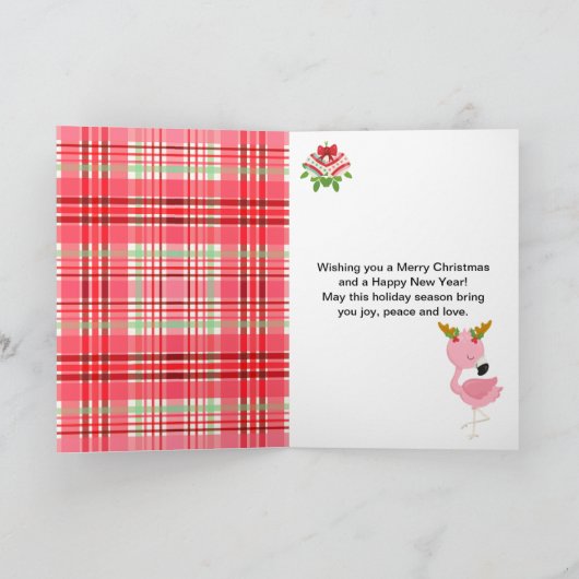 Cartes Pour Fêtes Annuelles Festive Flamingo Merry Christmas with Name (Intérieur)