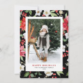 Cartes Pour Fêtes Annuelles Festive Fleurs d'hiver Motif Photo noir (Devant)