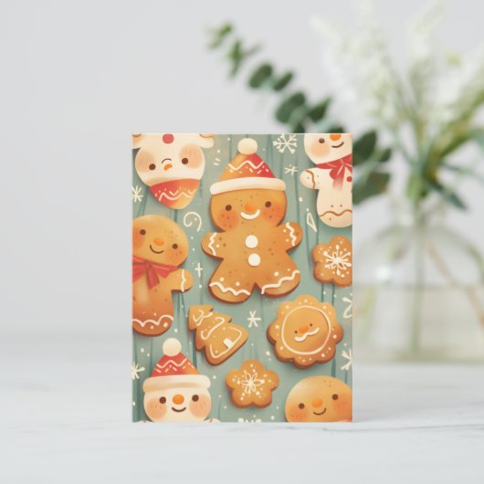 Cartes Pour Fêtes Annuelles Festive Gingerbread Cookies (Debout devant)