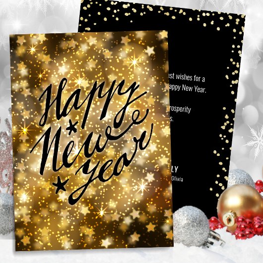 Cartes Pour Fêtes Annuelles Festive Gold Sparkling Star Bonne année