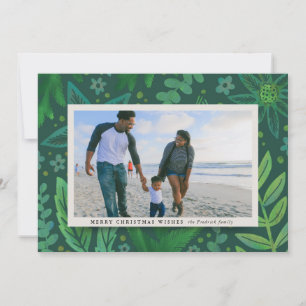 Cartes Pour Fêtes Annuelles Festive Green Botanical Christmas Photo Noël