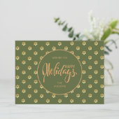 Cartes Pour Fêtes Annuelles Festive Green Gold Daisy Noël (Debout devant)