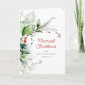 Cartes Pour Fêtes Annuelles Festive Greenery Merry Christmas Happy Birthday (Devant)