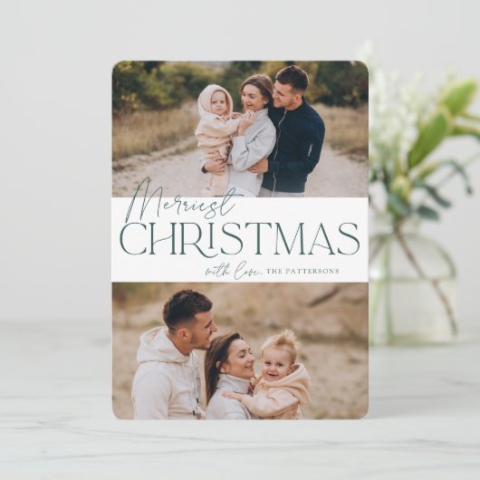 Cartes Pour Fêtes Annuelles Festive Greeting | Merry Christmas Two Photo (Debout devant)