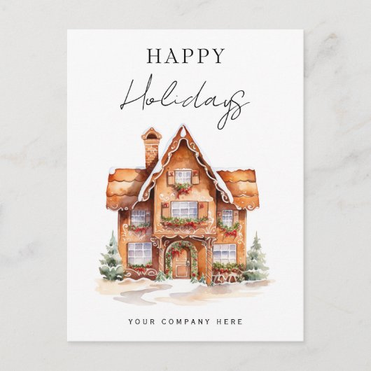 Cartes Pour Fêtes Annuelles Festive Happy Holidays Gingerbread Maison Immo (Devant)