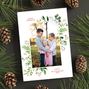Cartes Pour Fêtes Annuelles Festive hiver verdure Élégante photo botanique