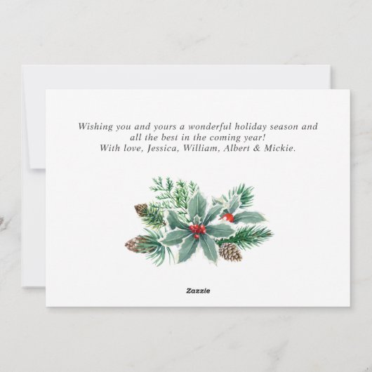 Cartes Pour Fêtes Annuelles Festive Holly Berry 3 PHOTO Noël Salutation (Dos)