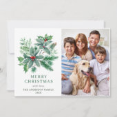 Cartes Pour Fêtes Annuelles Festive Holly Berry 4 PHOTO Noël Salutation (Devant)
