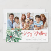 Cartes Pour Fêtes Annuelles Festive Holly Berry 5 PHOTO Noël Salutation (Devant)