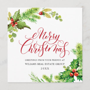 Cartes Pour Fêtes Annuelles Festive Holly Berry Accueil de Noël d'entreprise