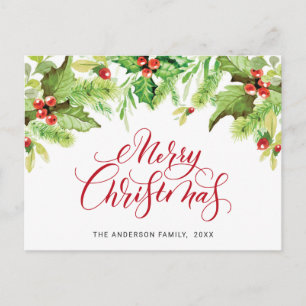 Cartes Pour Fêtes Annuelles Festive Holly Berry Mistletoe Noël Salutation H