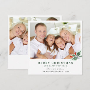 Cartes Pour Fêtes Annuelles Festive Holly Berry Noël Salutation 2 PHOTO