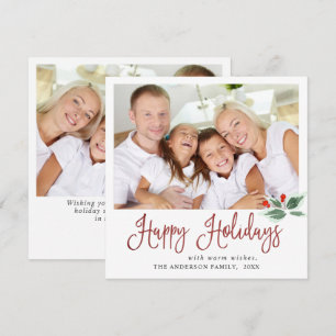 Cartes Pour Fêtes Annuelles Festive Holly Berry Noël Salutation 2 PHOTO Hol