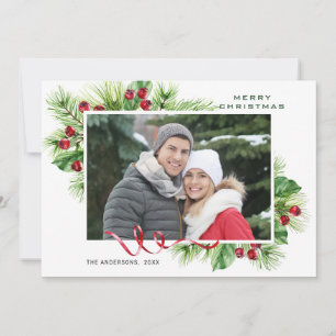 Cartes Pour Fêtes Annuelles Festive Holly Berry - Photo de voeux de Noël
