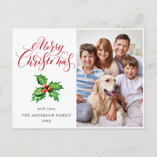 Cartes Pour Fêtes Annuelles Festive Holly Berry PHOTO Noël Salutation