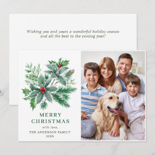 Cartes Pour Fêtes Annuelles Festive Holly Berry PHOTO Noël Salutation