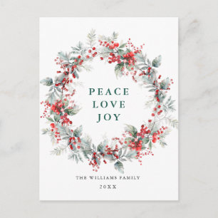 Cartes Pour Fêtes Annuelles Festive Holly Berry Wreath Christmas
