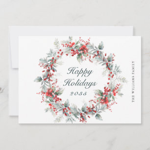 Cartes Pour Fêtes Annuelles Festive Holly Berry Wreath Christmas