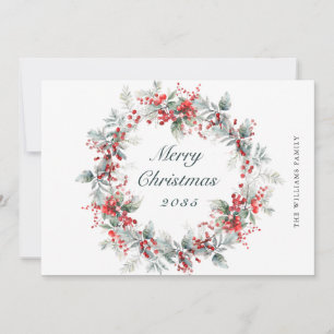 Cartes Pour Fêtes Annuelles Festive Holly Berry Wreath Christmas