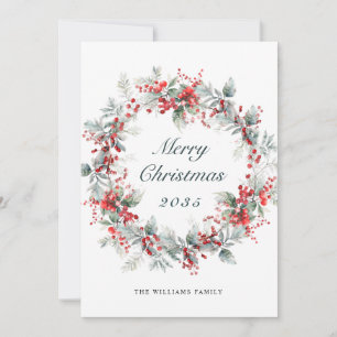 Cartes Pour Fêtes Annuelles Festive Holly Berry Wreath Christmas